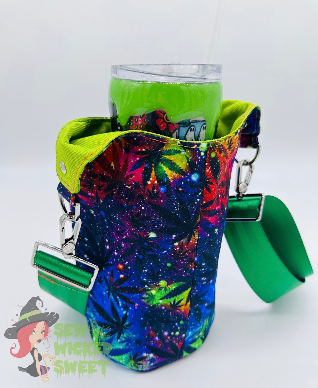 Green Leaf Water Bottle Sling Bag