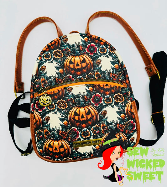 Floral pumpkins mini backpack