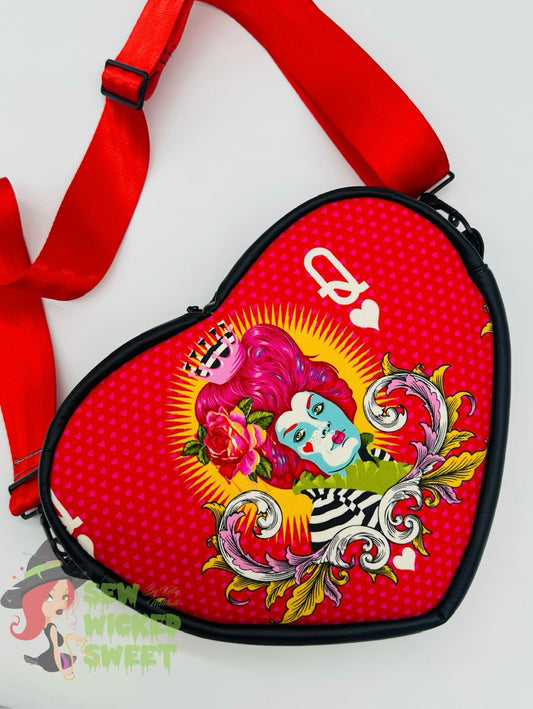 Queen of hearts heart shaped crossbody bag