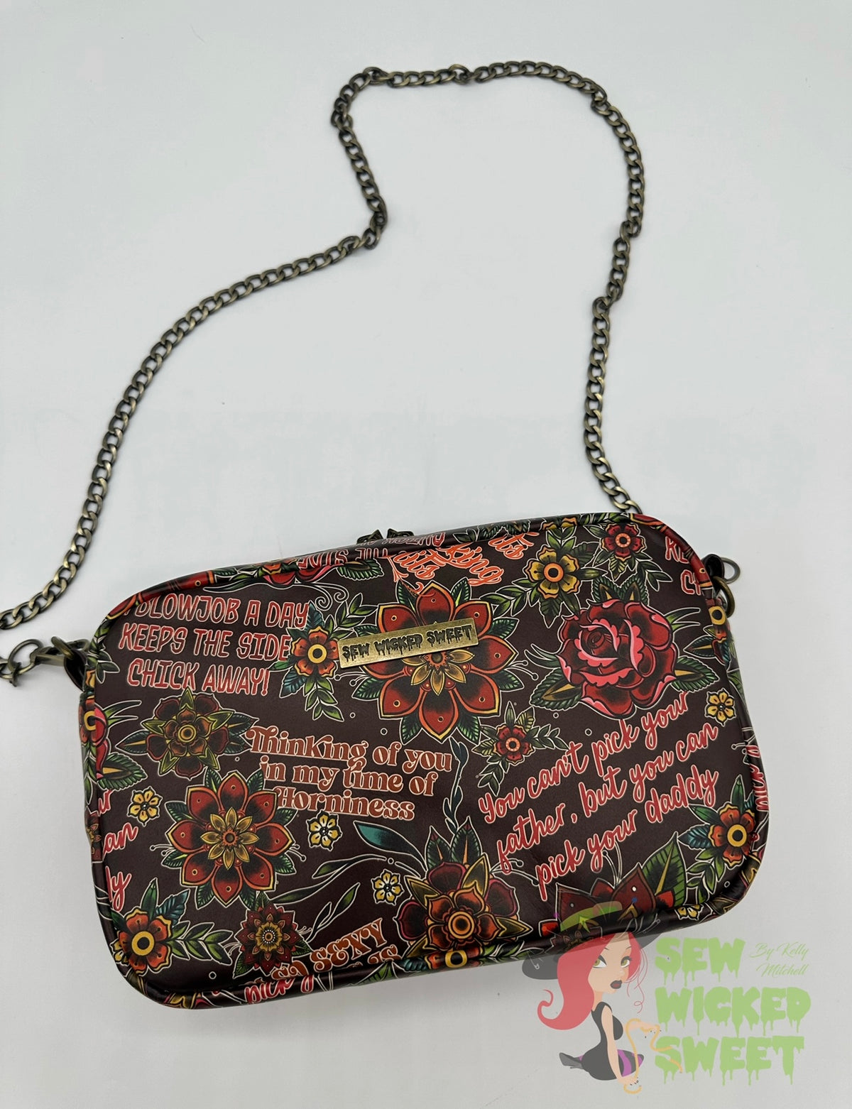Sassy Floral Tats Crossbody Bag