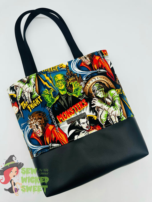 Movie monsters tote bag