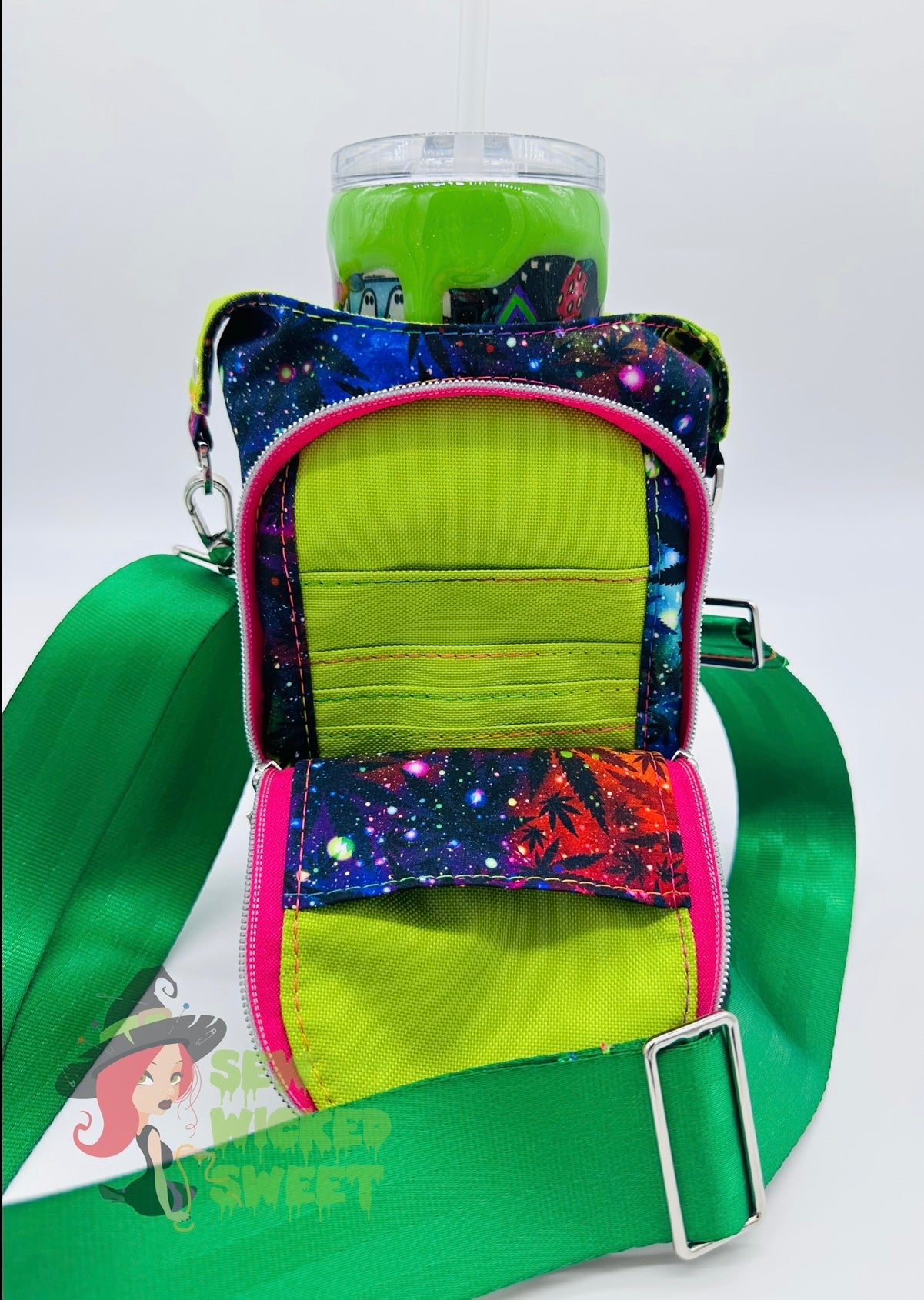 Green Leaf Water Bottle Sling Bag