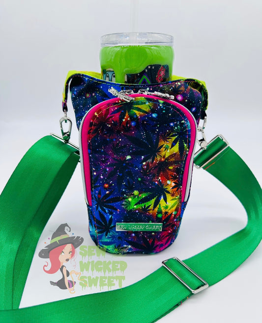 Green Leaf Water Bottle Sling Bag